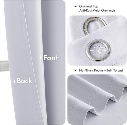 MIULEE Blackout Curtains for Bedroom 2 Panels 50x63 Inch Long Greyish White | - Image 4