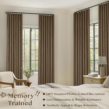 Dutch Cocoa Blackout Linen Curtains 108 Inches Long Pinch Pleated | 100% Black - Image 2