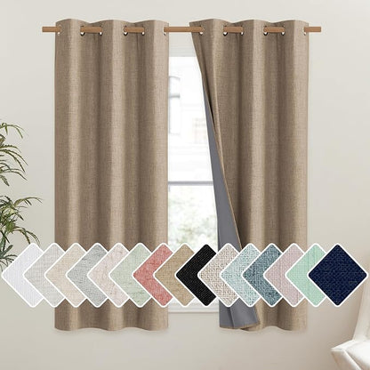 NICETOWN Burlap Vintage Open Linen Weave Flax Thermal Curtains, 100% Blackout by NICETOWN