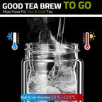 Tea Tumbler with Infuser, 20oz Double Wall Borosilicate Glass Tea Bottle, 100% Leak-Proof with Stainless Steel Filter