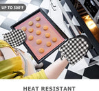 Qulable 1 Pair Short Oven Mitts - Silicone Kitchen Oven Gloves High Heat Resistant 500℉, Mini Oven Mits with Non-Slip Grip Surfaces and Hanging Loop for BBQ, Baking, Cooking and Grilling
