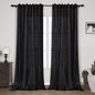 Linen Black Curtains 145 inch Extra Long by Nanspring