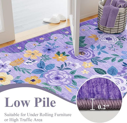 DUKINO 6x9 Area Rugs, Floral Washable Rug - Image 6