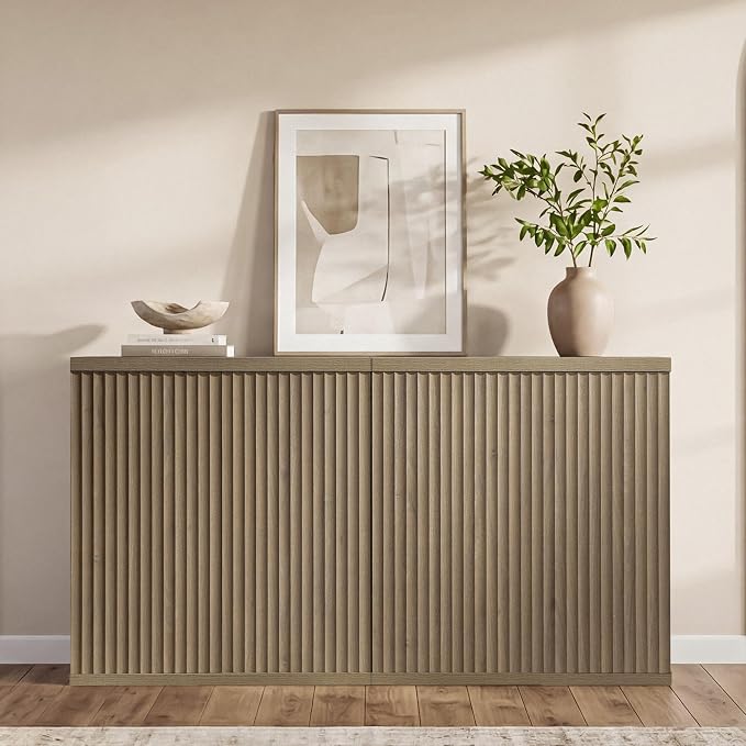 SICOTAS Buffet Cabinet with Storage Accent Sideboard Modern Credenza with Doors - Image 2