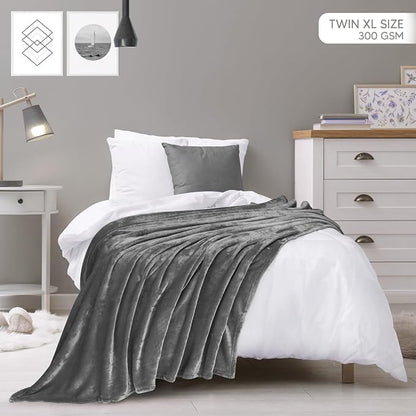 Utopia Bedding Ultra Soft Fleece Bed Blanket Twin XL Size Grey | College Dorm - Image 2