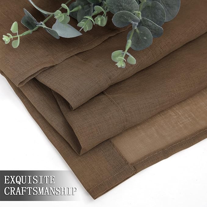 Tollpiz Short Sheer Curtain Linen Textured Bedroom Curtains Sheer Light - Image 7