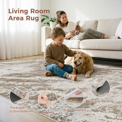 DMOYEST 8x10 Washable Area Rug: Abstract Modern Non-Slip Carpet, Soft Low Pile - Image 7