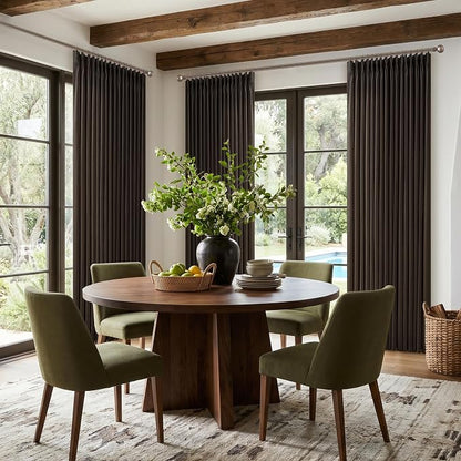 Dark Chocolate Linen Pleated Light Filtering Curtains - Image 8