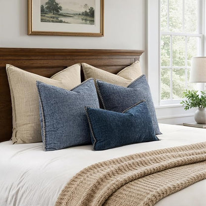 MIULEE Decorative Couch Throw Pillow Covers 16x16 in Dark Grey Blue 2 Pack | - Image 6