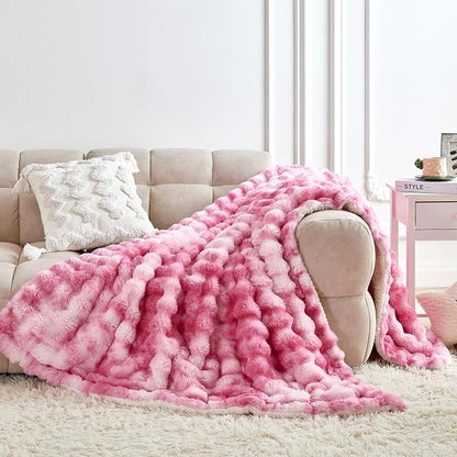 60x80 Inches Ultra-Soft Fuzzy Faux Fur Plush Twin Size Blanket by Serenhom