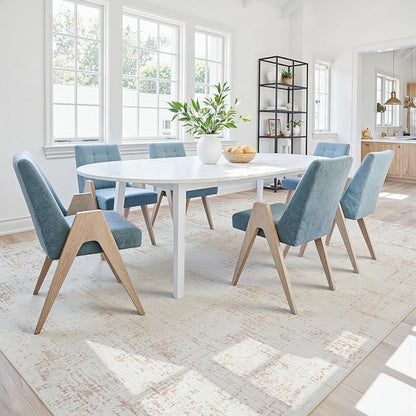 5x7 Washable Area Rug for Living Room Bedroom: Non-Slip Modern Beige White | - Image 8