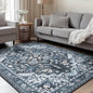Rugflix 4x6 Area Rugs for Living Room, Washable Dark Navy Blue Rug | Machine by RugflixAreaRugs