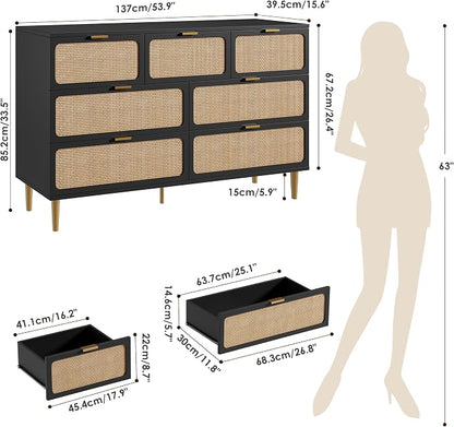 GarveeHome Rattan 7 Drawer Dressers - Image 2