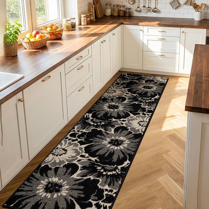Findosom Hallway Runner Rug 2x7, Non Slip High-Low Textured Floral Washable - Image 7