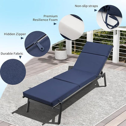 Outdoor Chaise Lounge Cushion 72" x 21" x 3", 4-Section Folding Patio Lounge - Image 5