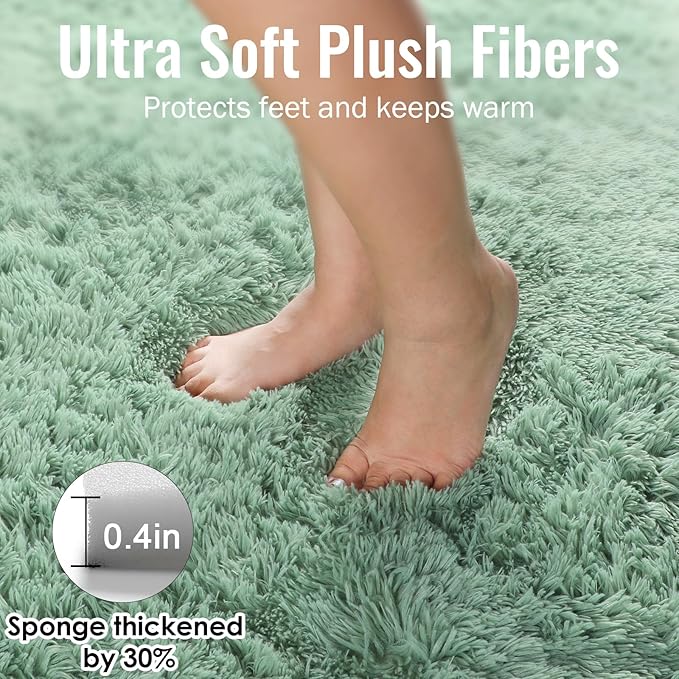 Sage Green Rugs for Bedroom 4x6 Ft, Fluffy Plush Fuzzy Carpet for Kids Room | - Image 6