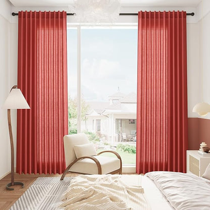 Christmas Red Linen Curtains 90 Inches Long - Image 8