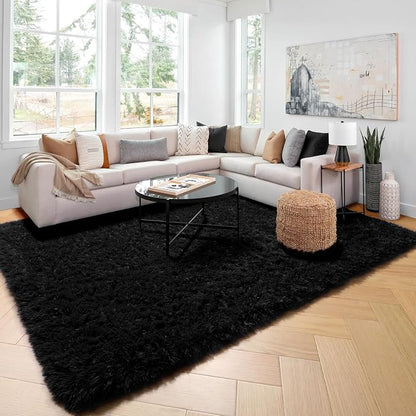Amdrebio Black Shag Kids Area Rug 5x8 - Image 5