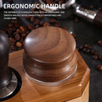 51mm Coffee Distributor, Espresso Distribution Tool, Adjustable Depth Espresso Tamper Leveler with Walnut Wood Handle Fits for 51mm Delonghi Barista Portafilter