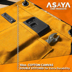Asaya Chef and BBQ Apron with Bottle Opener and Hand Towel - 10oz Cotton Canvas, Stainless Steel Hardware - Cross Back Straps
