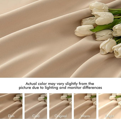 MIULEE Beige Back Tab Blackout Curtains 52x96 Inch Long 2 Panels Set | Rod - Image 8