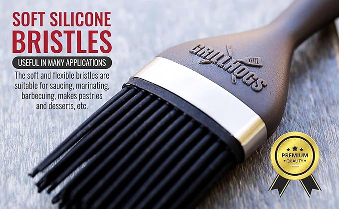 Silicone Sauce Basting Brush, Premium Soft Touch Handles, Pastry and Oil Brush & Barbecue Grilling, Dishwasher Safe & Heat Resistant, Set of 2 (7.5" & 12")