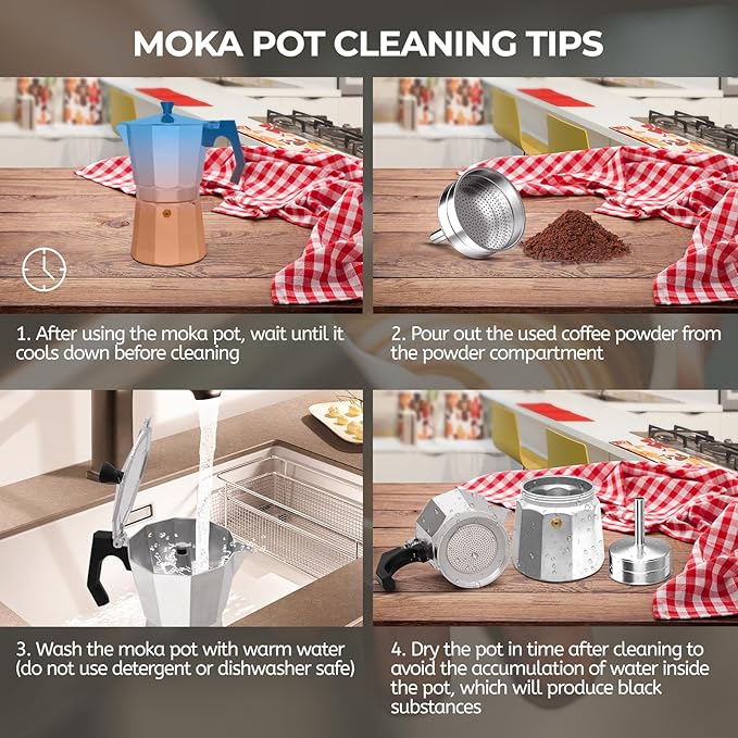 Aluminum 9 Cup 450ml Moka Pot Express Coffee Maker Stovetop Espresso Percolator Coffeemaker Italian Classic Style Brewing Greca Cafe Mocha Machine for Cafeteras Lover Camping Travel and Home Use 15oz
