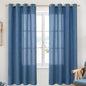 YoungsTex Dark Blue Linen Curtains 68 Inch Length by YoungsTex