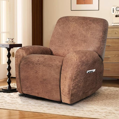 ANARACHON Leather Look Recliner Chair Covers, 4-Pieces Stretch Recliner Cover - Image 2