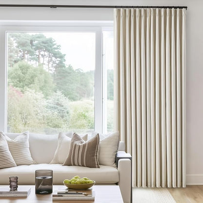 Pleated Cream Beige Linen Blackout Curtains - Image 9