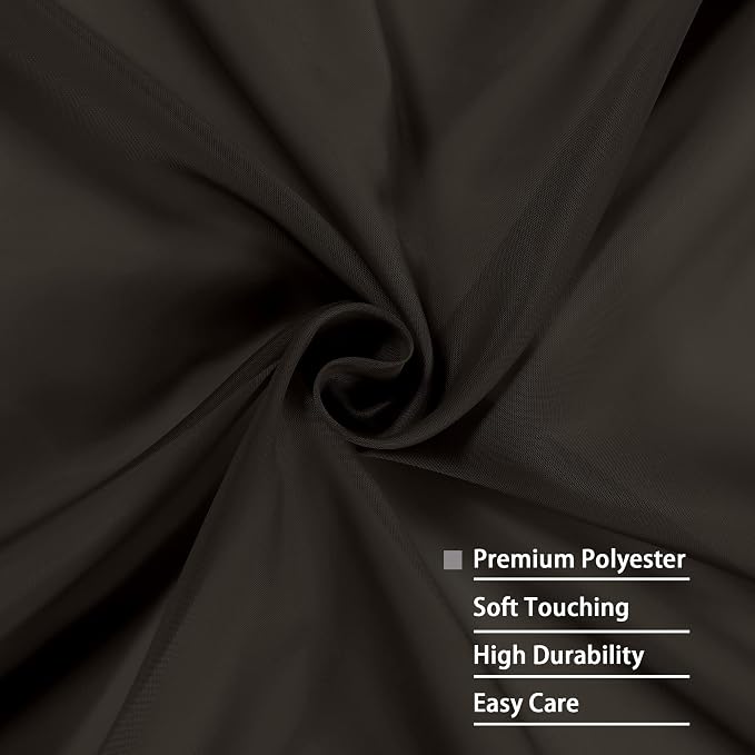 Sheer Chocolate Curtains, Sheer Curtains 84 inch Length 2 Panels Set, Rod - Image 5