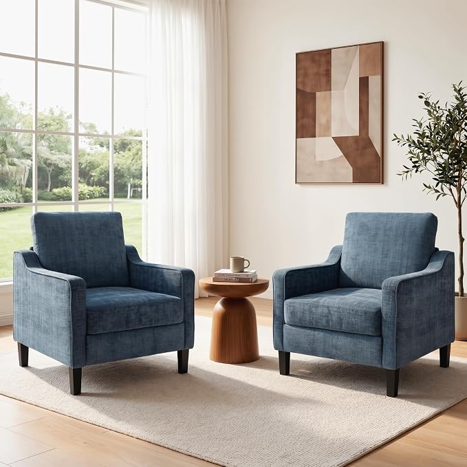 TLSUNNY Mid-Century Accent Chair, Modern Upholstered Chenille Armchair & Padded by TLSUNNY