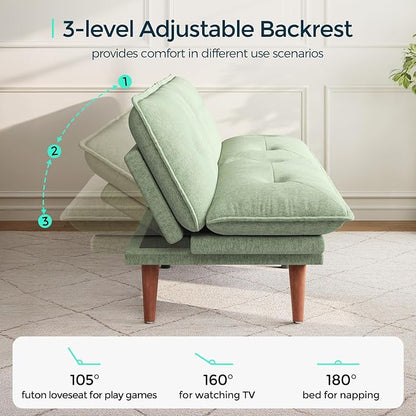 LINSY HOME Futon Sofa Bed, 3 in 1 Convertible Comfy Loveseat Sleeper Sofa Bed - Image 3