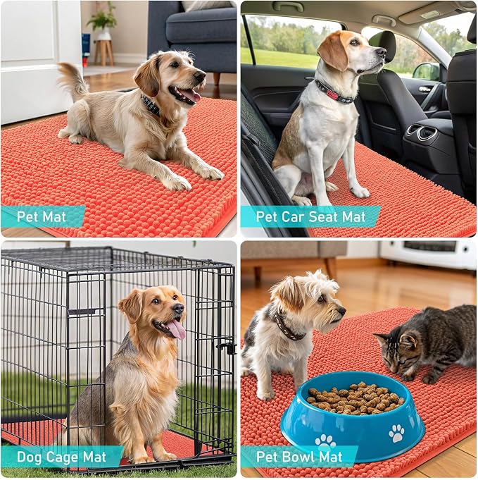 OLANLY Dog Door Mat for Muddy Paws 70x24, Super Absorbent Chenille Mud Mat | - Image 7