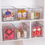 Vtopmart 8 Pack Large Stackable Storage Drawers,Clear Acrylic Drawer Organizers with Handles, Easily Assemble for Fridge, Bathroom,Kitchen Undersink,Cabinet,Pantry Organization and Storage