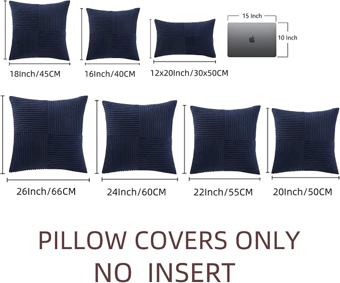 Fancy Homi 2 Packs Navy Blue Big Decorative Throw Pillow Covers 24x24 Inch - Image 7