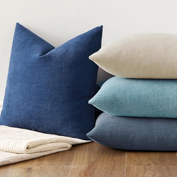 MIULEE Navy Blue Chenille Couch Throw Pillow Covers, 20x20 | Set of 2, Soft - Image 7