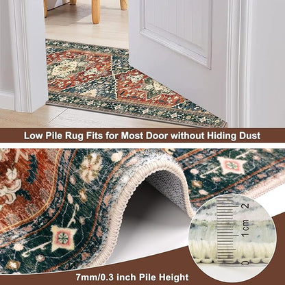 Yamaziot Washable Runner Rug, 2x8 Non-Slip Boho Vintage Hallway Kitchen Rug | - Image 4