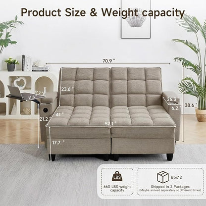 Auvsoce 71" Chaise Lounge Chair Indoor, Convertible Sleeper Sofa Bed - Image 4