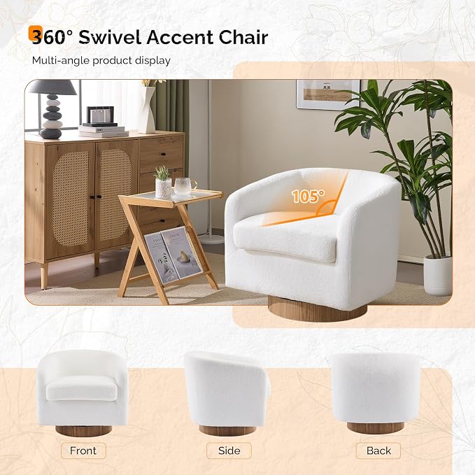VINGLI 360°Swivel Accent Chairs Set of 2 - Image 5