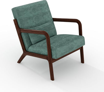 Garvee Mid-Century Modern Accent Chair, Chenille Upholstery, Solid Wood Armchair - Image 7