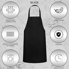 GREEN LIFESTYLE 2 Pack Chef Apron with Pockets – Grilling Aprons for Men, Waterproof Cooking Apron for BBQ, Work or Restaurant Use, Kitchen Aprons for Women with Pockets – Black