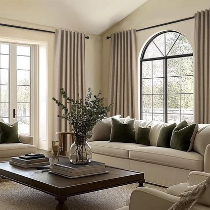 Topfinel 92 Inches Long Tweed Custom Black Out Drapery Panels, Rustic Country - Image 2