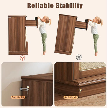 HUAHUU 9 Drawer Dresser for Bedroom, 60 Inch Long Dressers & Rattan Chest of - Image 7