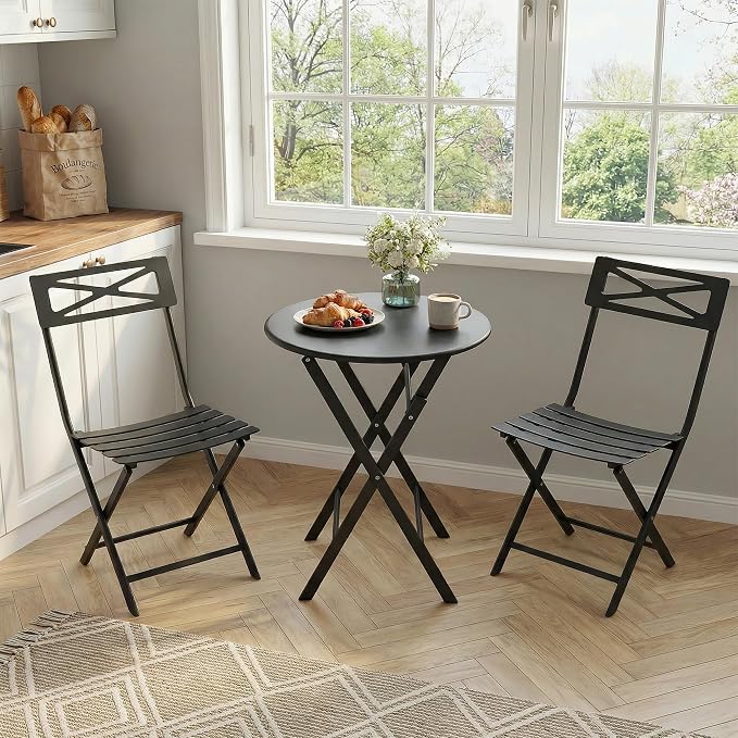 GarveeLife 3 Piece Patio Bistro Set, New Iron Outdoor Furniture Set, Metal - Image 4