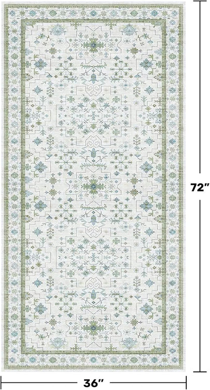 Blue and Green Washable Rugs 3x6 - Image 2