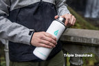 HYDRO CELL Stainless Steel Insulated Water Bottle with Straw - For Cold & Hot Drinks - Metal Vacuum Flask with Screw Cap and Modern Leakproof Sport Thermos for Adults (White 40oz)