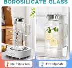 68 Oz Square Glass Pitcher with Lid and Spout, 2 Quart Lightweight Water Pitchers for Hot/Cold Drink, Heat Resistant, Borosilicate Jugs, Glass Carafe with Handle,Ideal for Fridge Storage(1Pack)