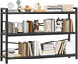 3 Tier Bookcase 47.24" Width, Long Industrial Book Shelf, Vintage Wooden Large by Homeiju