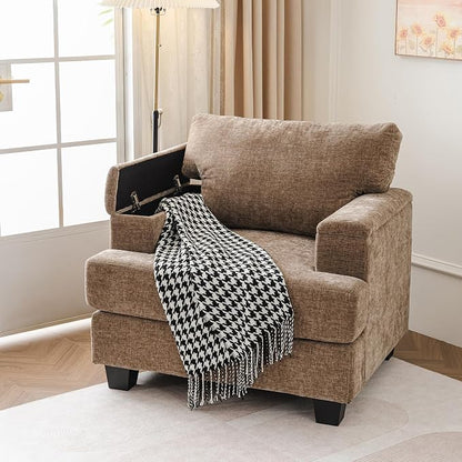 Oversized Accent Chair with Armrest Organizer, Living Room Chairs with 7.8'' by Fryruwa